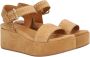 Alpe Casual Camel Suède Dames Sandalen Brown Dames - Thumbnail 4