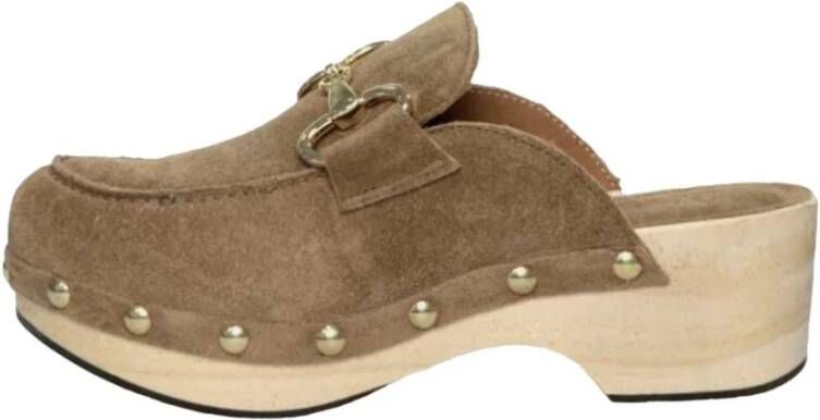 Alpe Casual Camel Suède Klomp Brown Dames