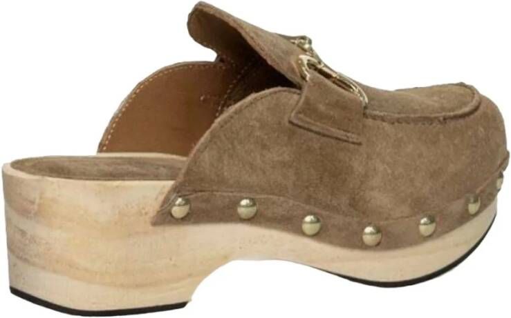 Alpe Casual Camel Suède Klomp Brown Dames