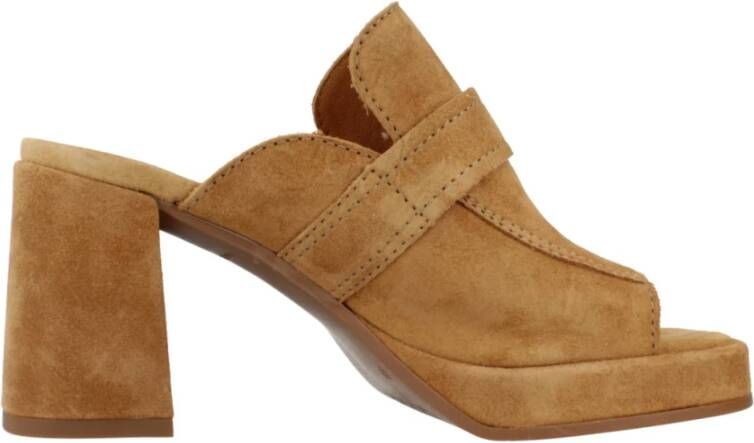 Alpe Heeled Mules Brown Dames