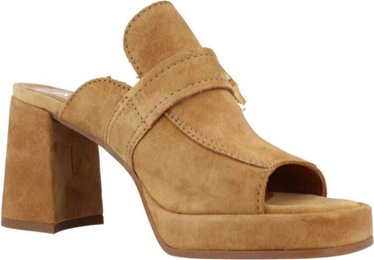 Alpe Heeled Mules Brown Dames