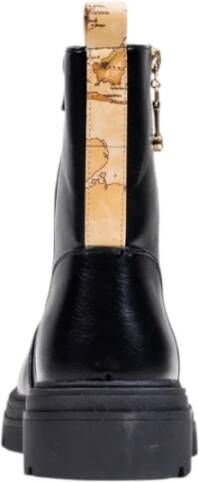 Alviero Martini 1a Classe Moderne dames enkellaarsjes met gouden ritsen