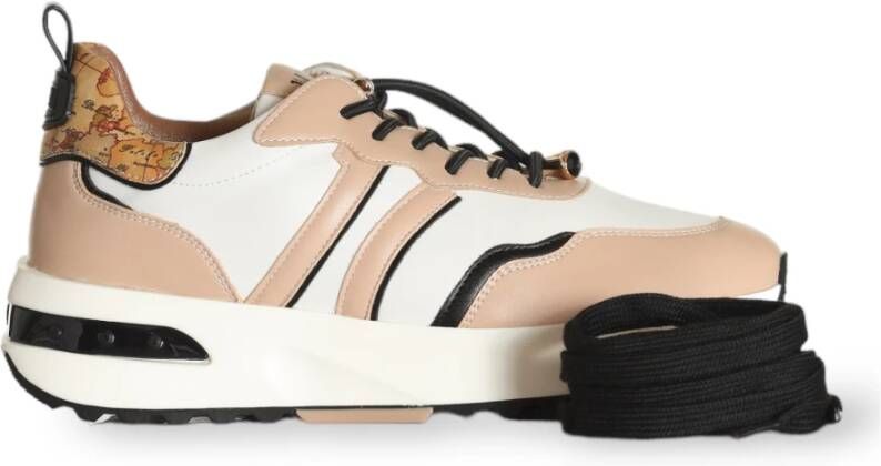 Alviero Martini 1a Classe Nude Sneakers met Geo Classic Print Beige Dames