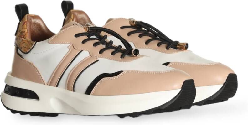 Alviero Martini 1a Classe Nude Sneakers met Geo Classic Print Beige Dames