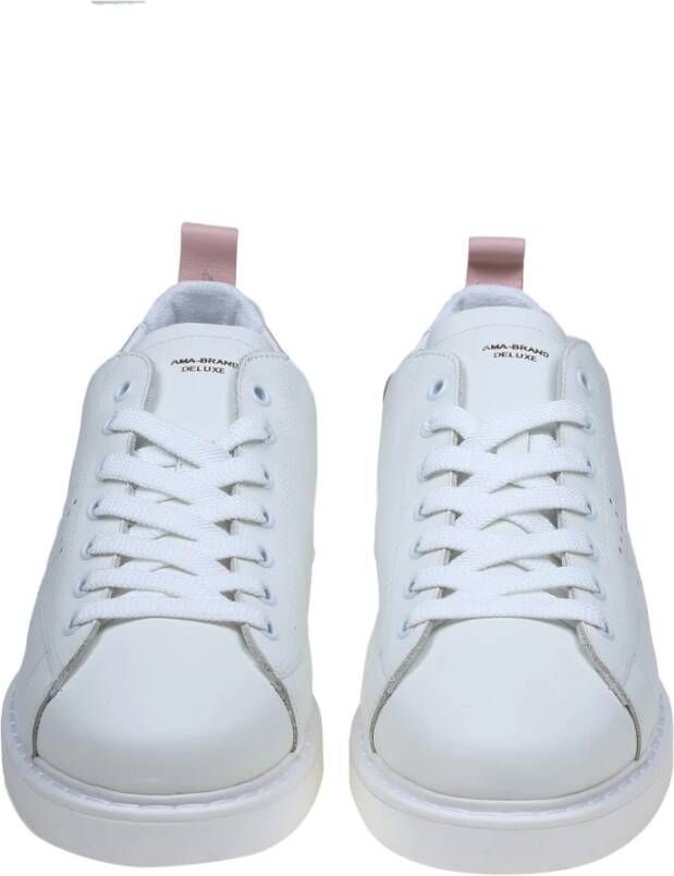 Ama Brand Witte en roze leren sneakers White Heren