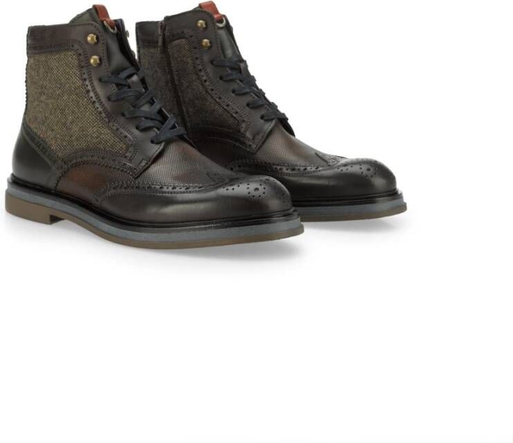 Ambitious Heren Leren Tweed Veterschoen met Brogue Patroon Bruin Heren