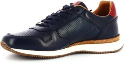 Ambitious Men s lederen sneakers Blauw Heren