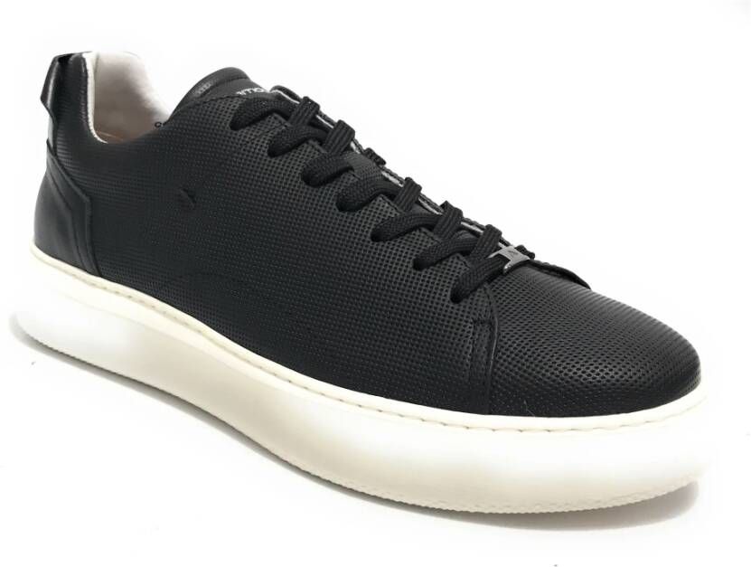Ambitious Zwarte geperforeerde leren sneakers voor heren Zwart Heren