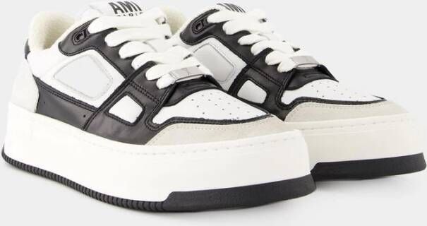 Ami Paris Arcade Sneakers Leer Wit Zwart Wit Heren