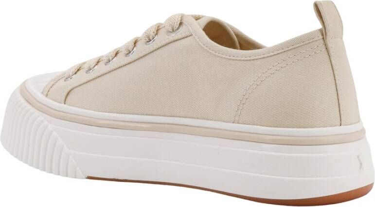 Ami Paris Beige Canvas Sneakers Vetersluiting Ontwerp Beige Heren