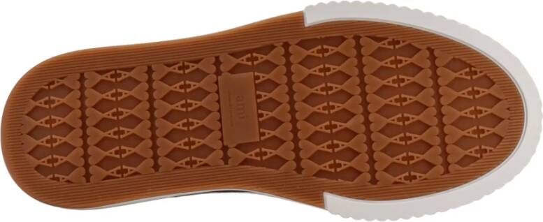 Ami Paris Beige Canvas Sneakers Vetersluiting Ontwerp Beige Heren