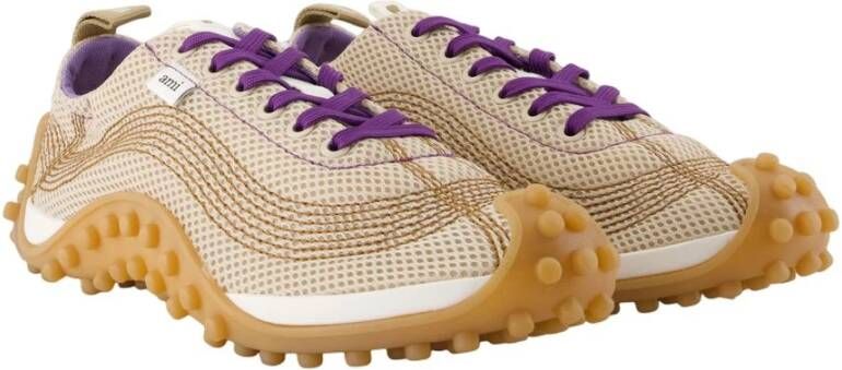 Ami Paris Beige Stof Mesh Sneakers