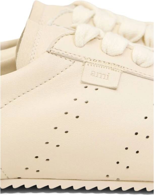 Ami Paris Ivory Silk Nylon Sneakers