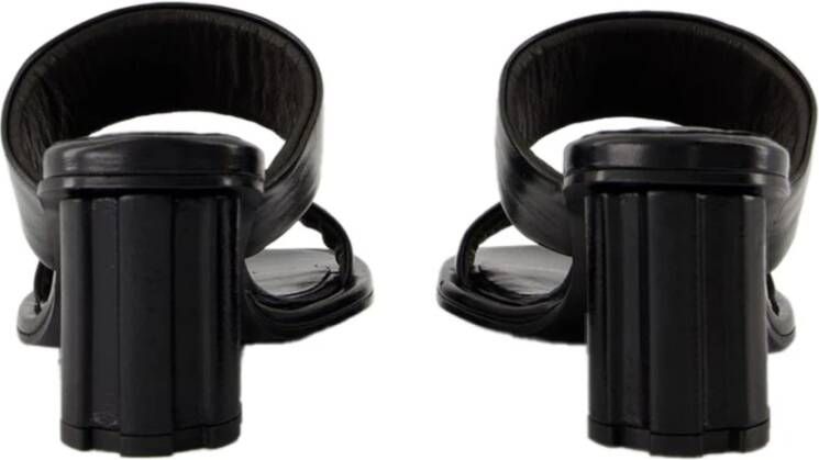 Ami Paris Zwarte Leren Blokhak Sandalen