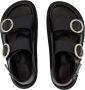 Ami Paris Zwarte Leren Platte Sandalen - Thumbnail 2