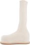 Amina Muaddi Beige Fuzzy Ribbed Knit Stretch Boot - Thumbnail 2