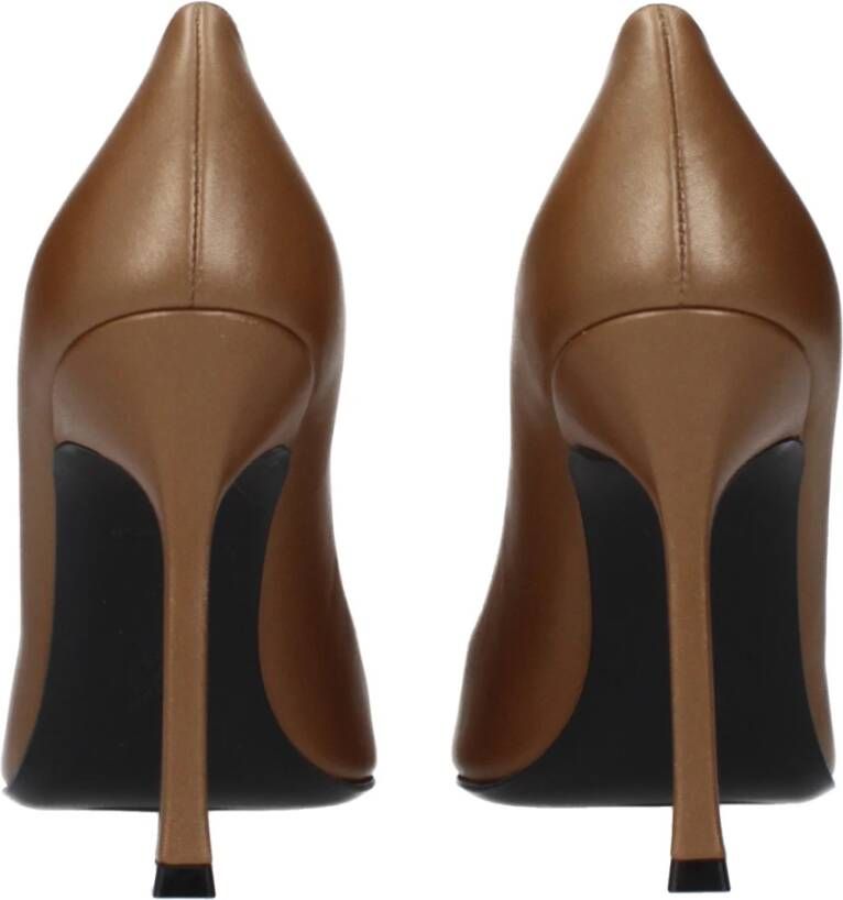 Amina Muaddi Bruin Leren Hoge Hakken Pumps