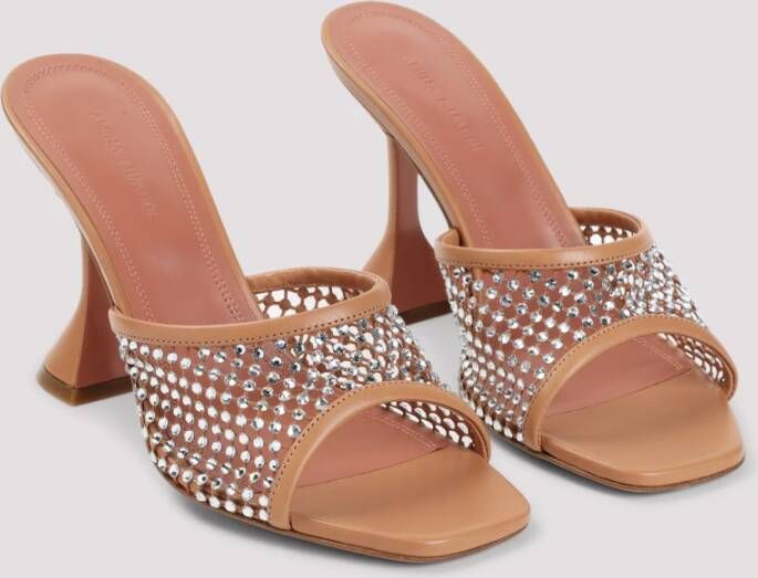 Amina Muaddi Bruine Sandalen met Kristallen
