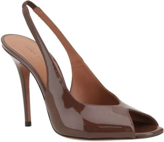 Amina Muaddi Elegante Stiletto Hiel Slingback Sandalen Brown Dames
