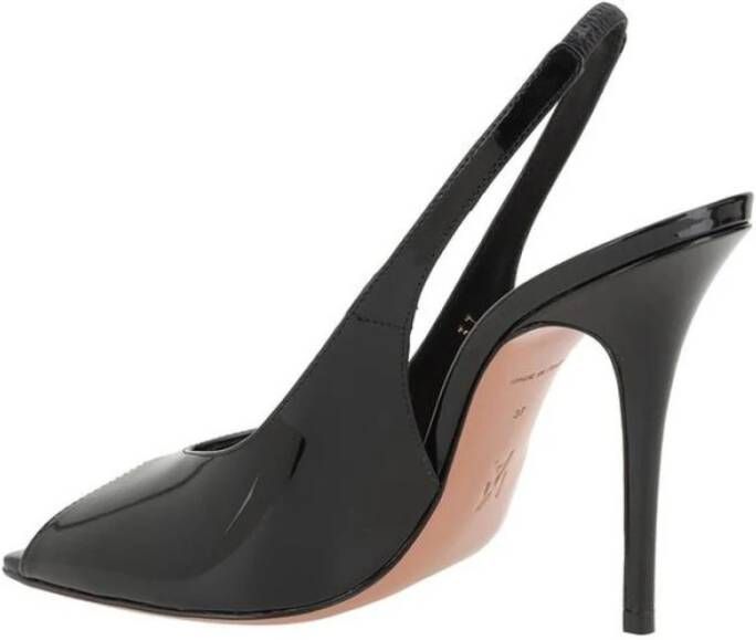 Amina Muaddi Elegante Stiletto Sandalen met Satijnen Afwerking Black Dames