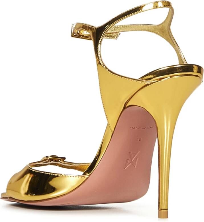 Amina Muaddi Gouden Sandalen met Metalen Gespen