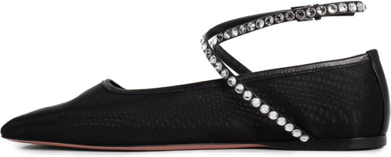 Amina Muaddi Kristal Mesh Zwart Wit Sandaal Black Dames