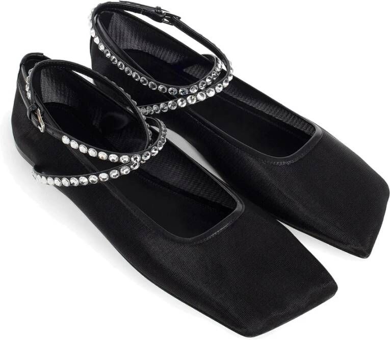 Amina Muaddi Kristallen Ballerina Flats met Mesh