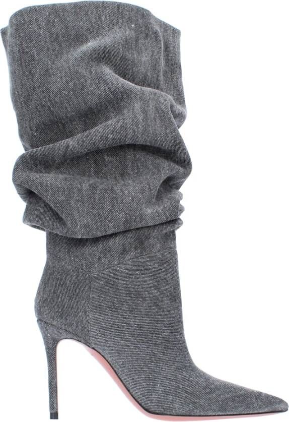 Amina Muaddi Laarzen Denim Gray Dames