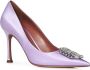Amina Muaddi Paarse Zijden Satijnen Camelia Pump Purple Dames - Thumbnail 2