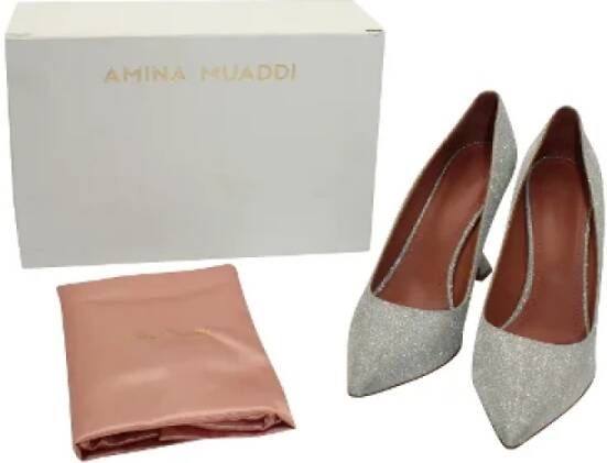 Amina Muaddi Pre-owned Canvas heels Gray Dames