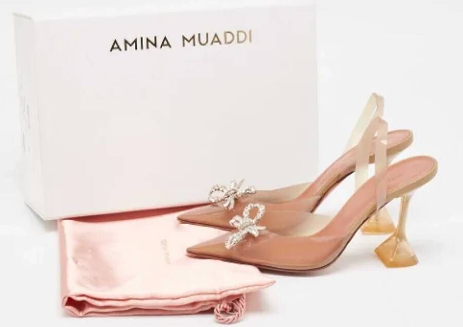 Amina Muaddi Pre-owned Fabric heels Beige Dames