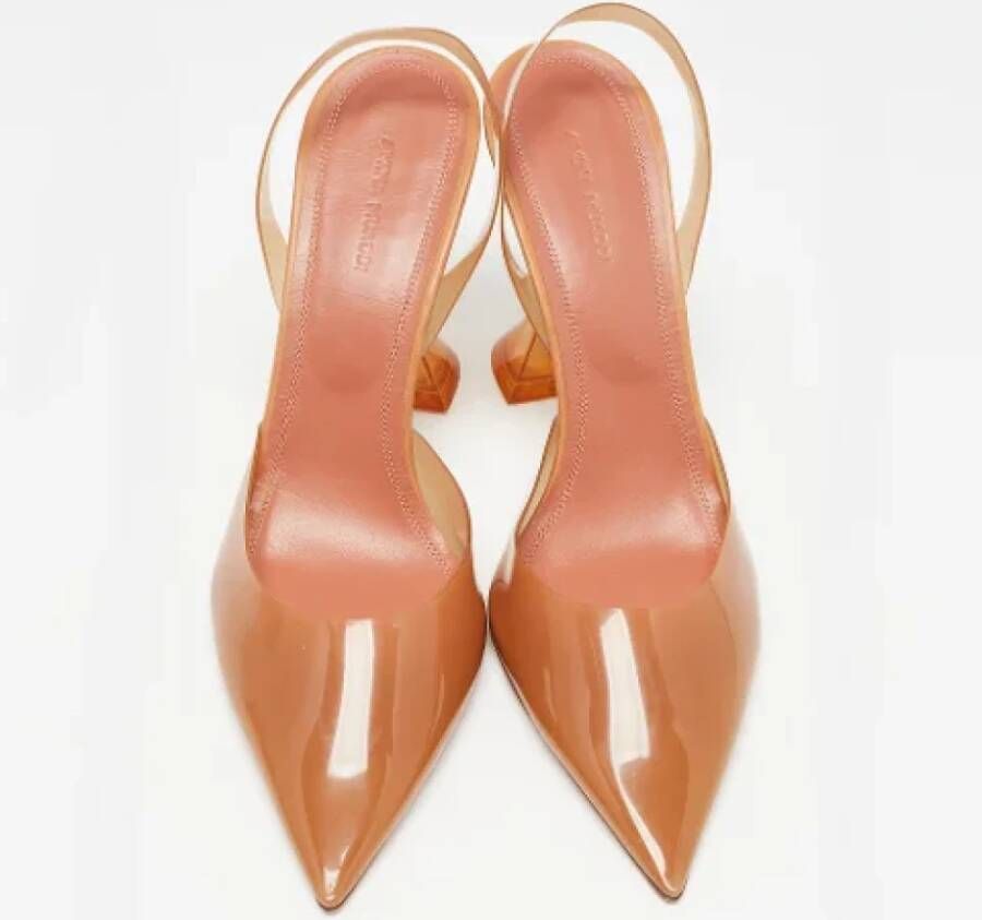 Amina Muaddi Pre-owned Fabric heels Brown Dames