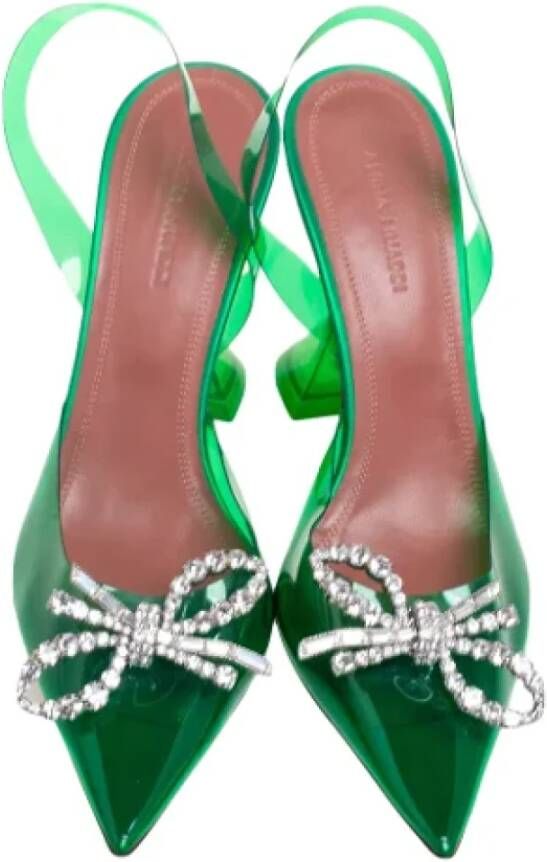 Amina Muaddi Pre-owned Fabric heels Green Dames