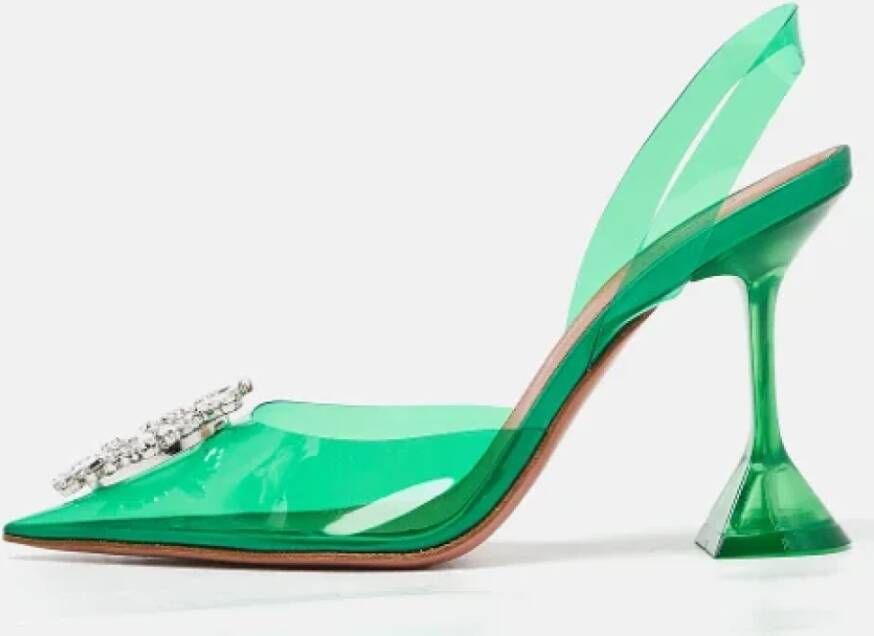 Amina Muaddi Pre-owned Fabric heels Green Dames