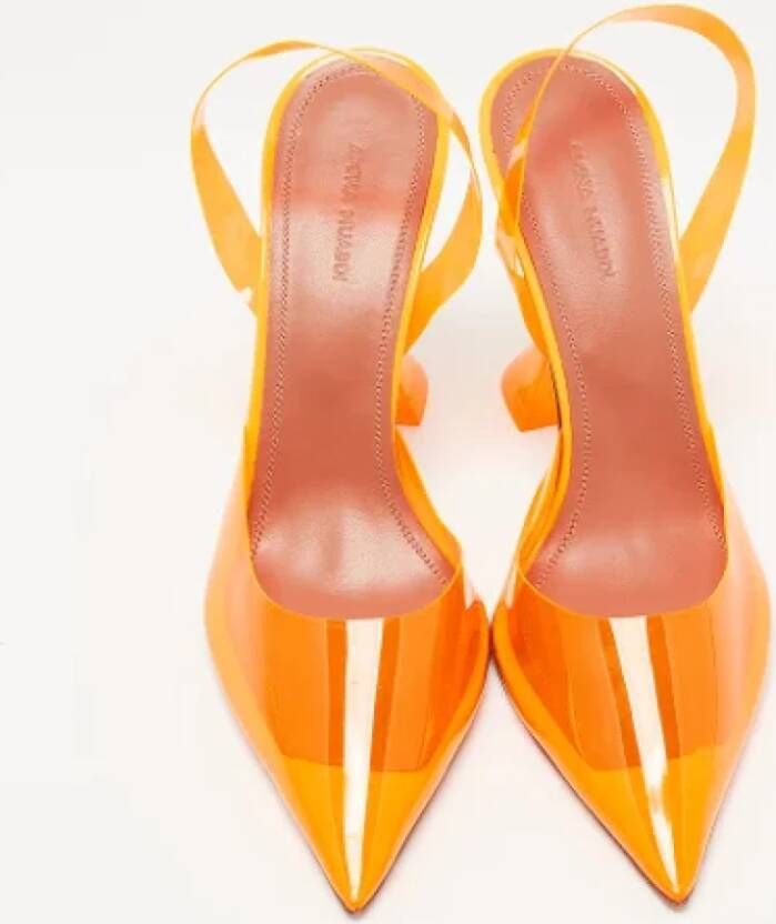 Amina Muaddi Pre-owned Fabric heels Orange Dames