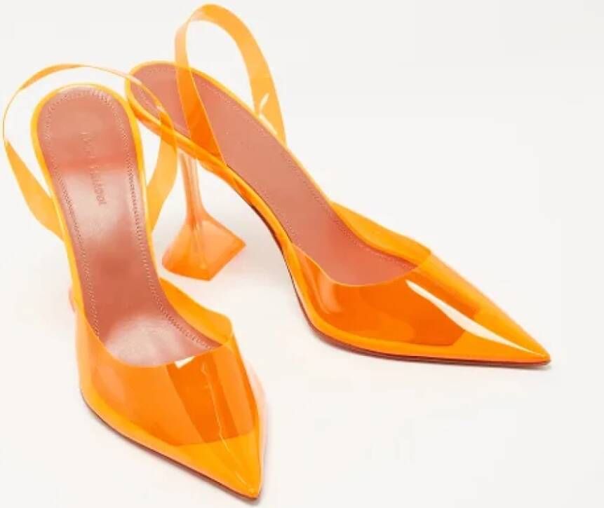 Amina Muaddi Pre-owned Fabric heels Orange Dames