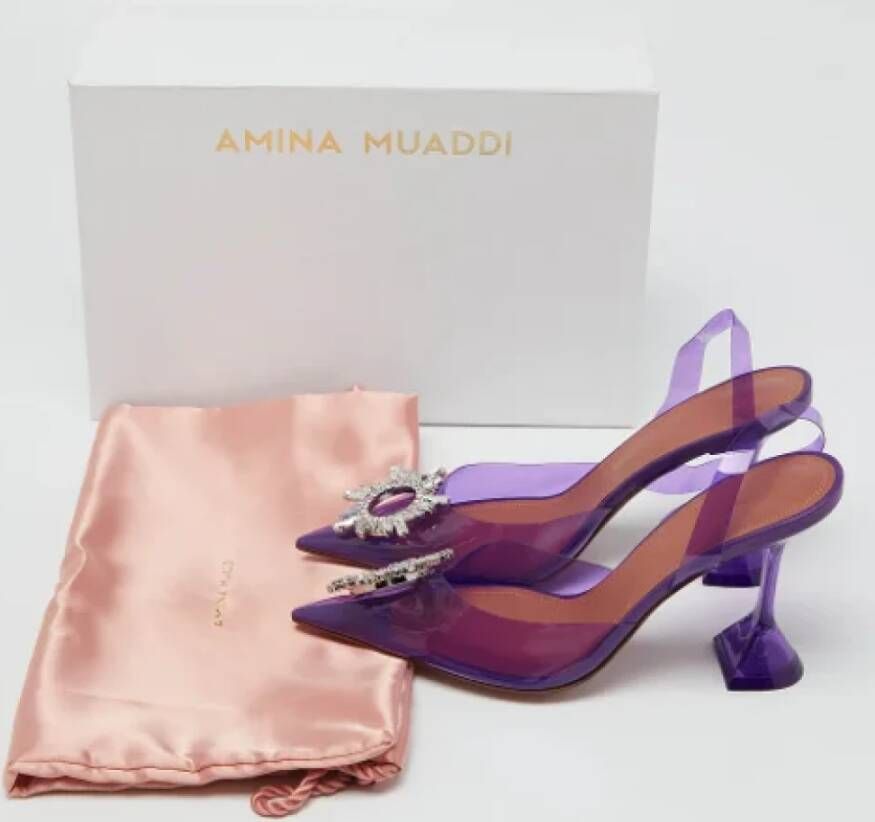Amina Muaddi Pre-owned Fabric heels Purple Dames