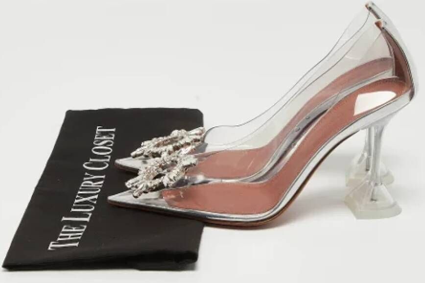 Amina Muaddi Pre-owned Fabric heels White Dames