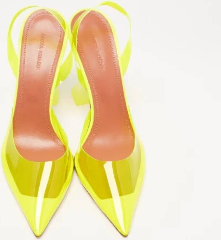 Amina Muaddi Pre-owned Fabric heels Yellow Dames