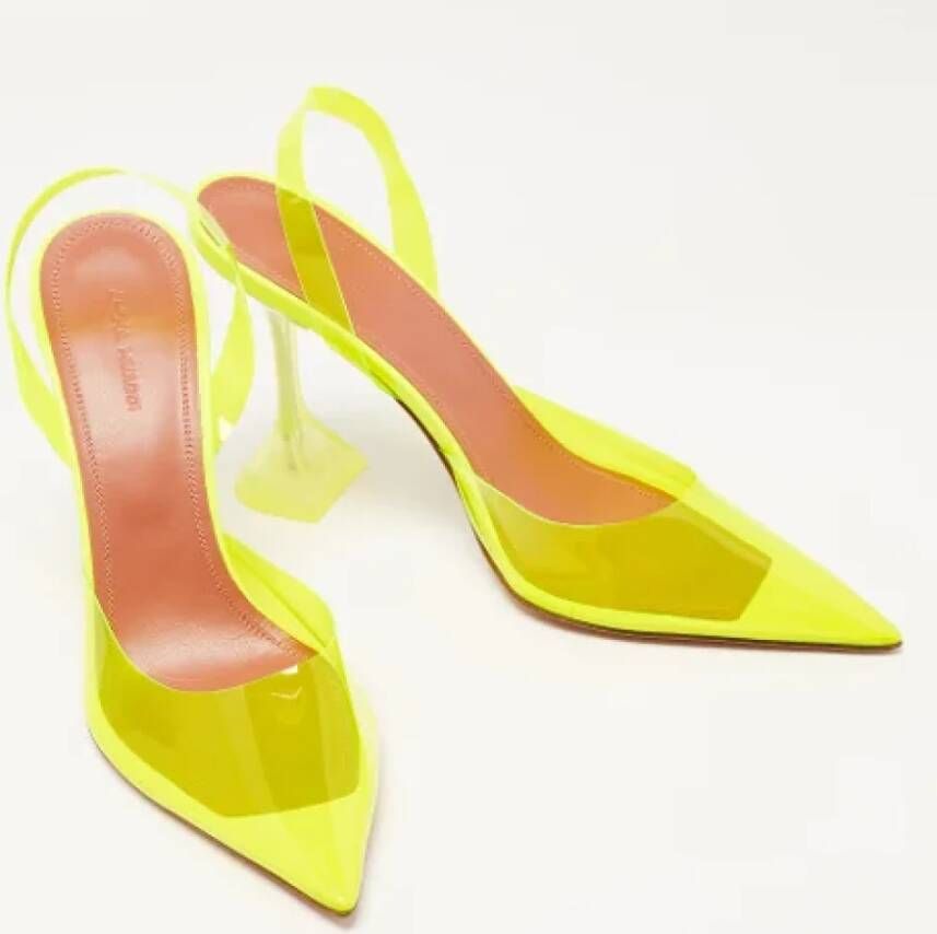 Amina Muaddi Pre-owned Fabric heels Yellow Dames