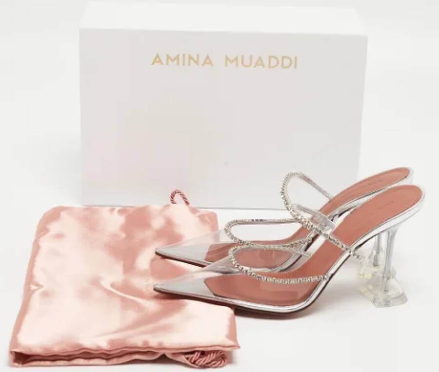 Amina Muaddi Pre-owned Fabric mules White Dames