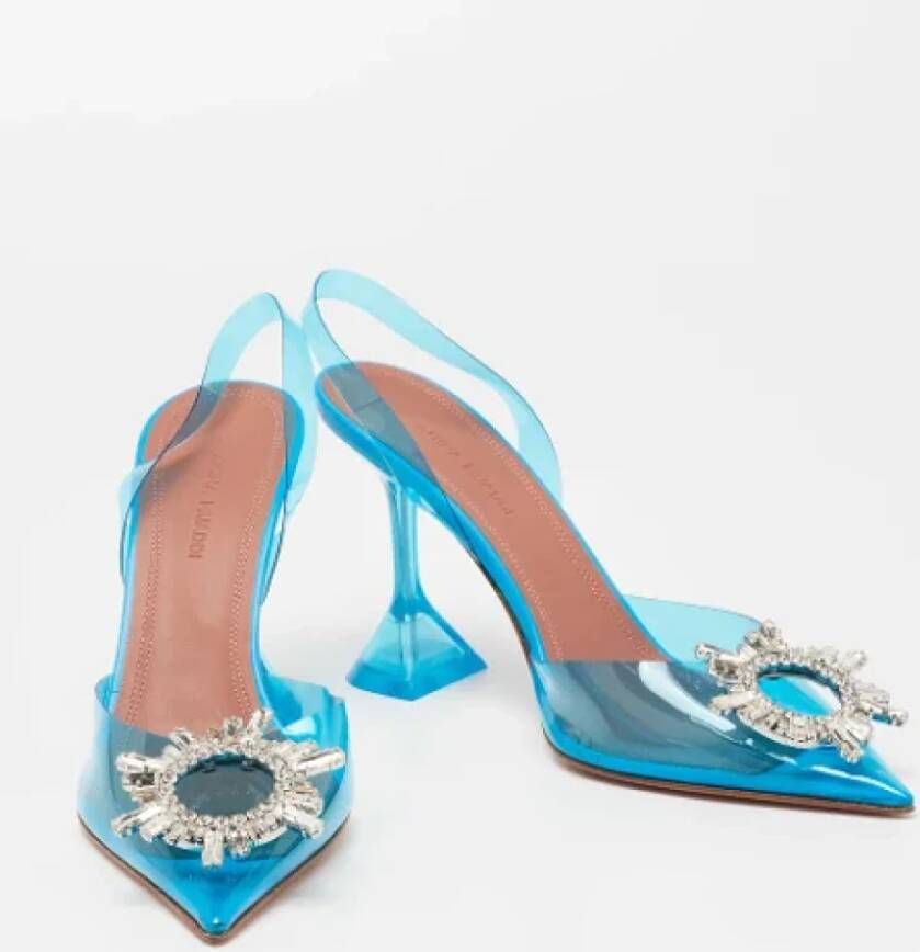 Amina Muaddi Pre-owned Leather heels Blue Dames