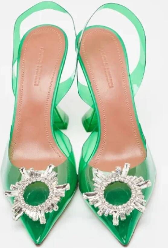 Amina Muaddi Pre-owned Leather heels Green Dames