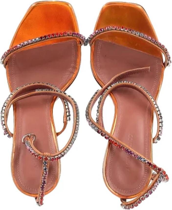 Amina Muaddi Pre-owned Leather heels Orange Dames