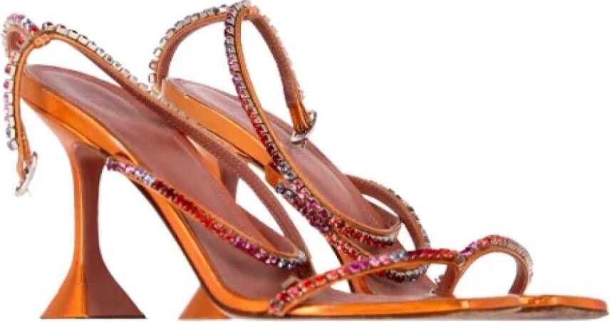 Amina Muaddi Pre-owned Leather heels Orange Dames