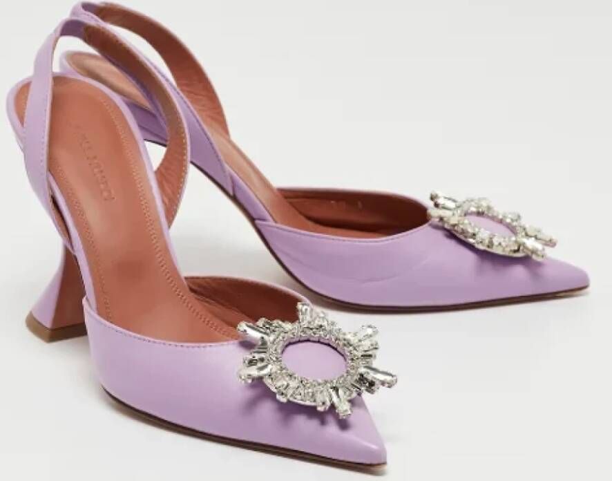 Amina Muaddi Pre-owned Leather heels Purple Dames