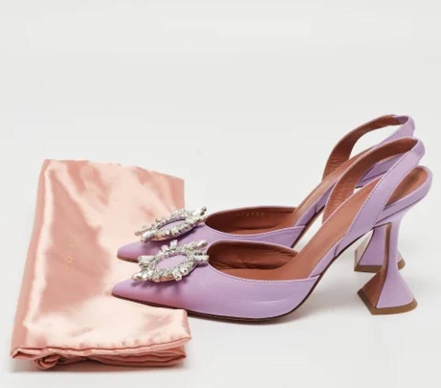 Amina Muaddi Pre-owned Leather heels Purple Dames