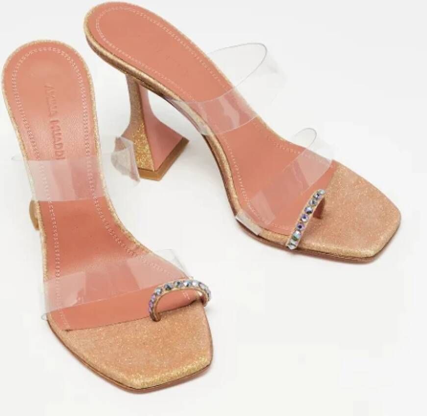 Amina Muaddi Pre-owned Leather sandals Gray Dames