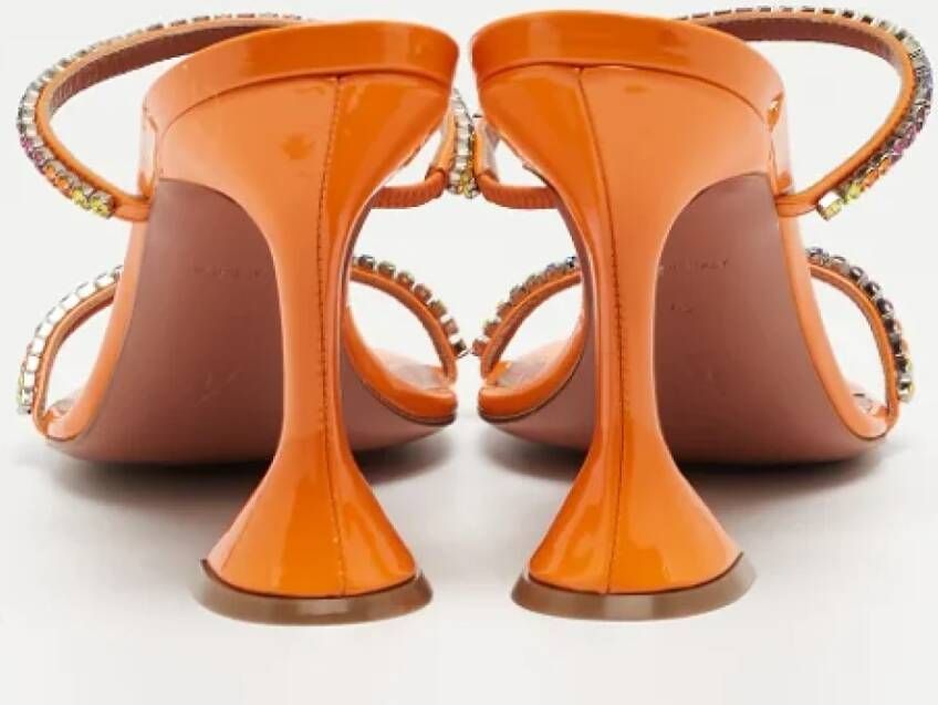 Amina Muaddi Pre-owned Leather sandals Orange Dames