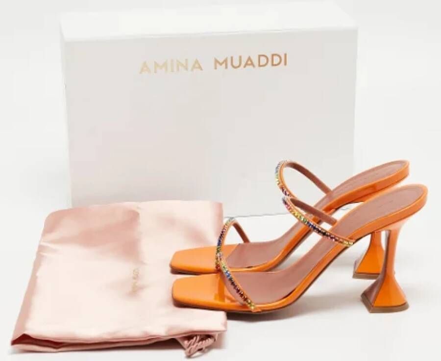 Amina Muaddi Pre-owned Leather sandals Orange Dames